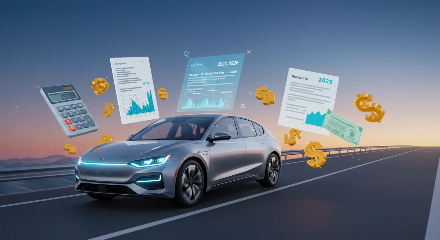 Electric vehicle driving on a highway