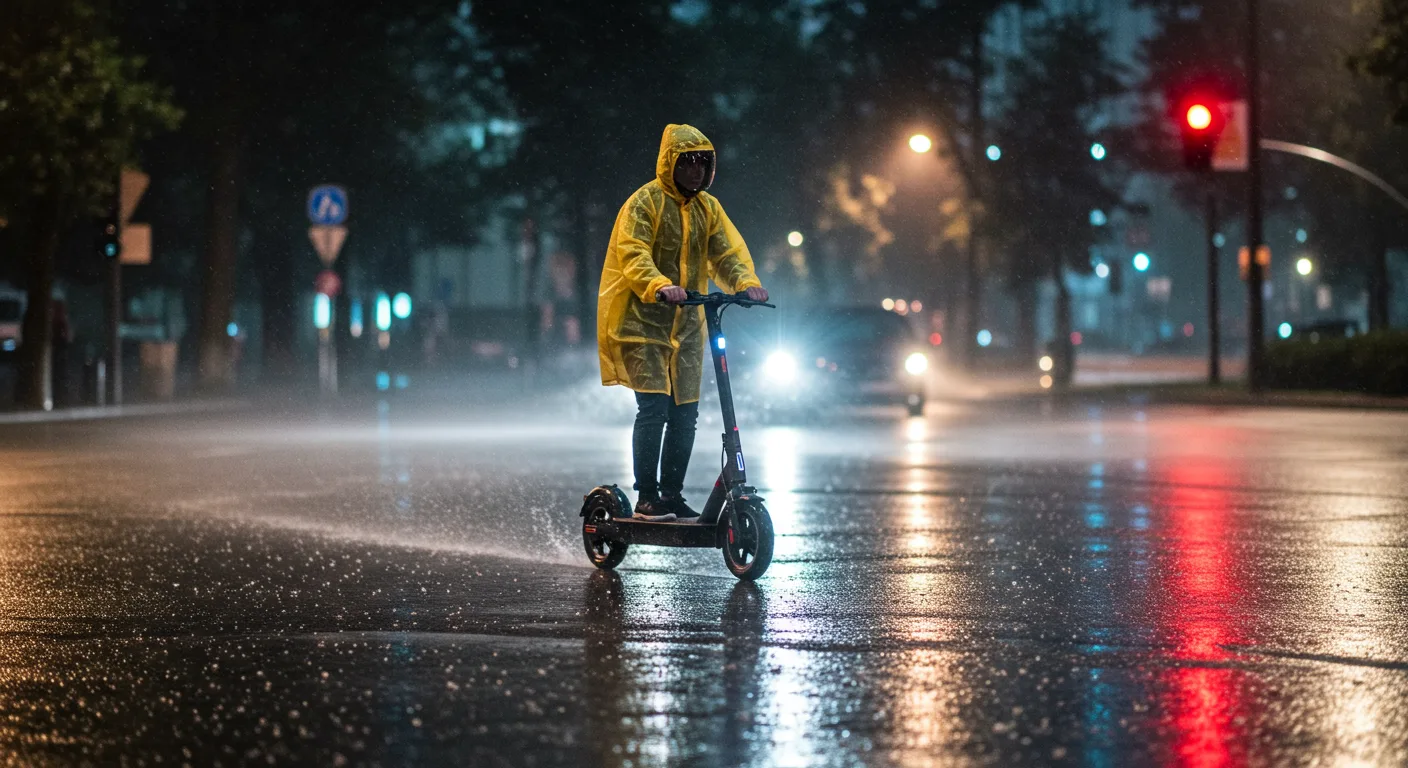 E-scooter ride in rain