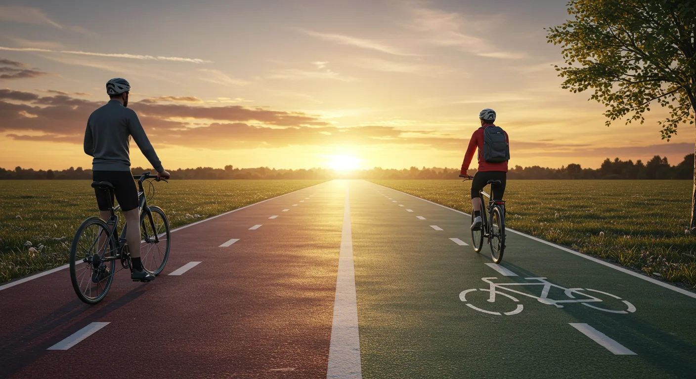 Bike path choice at sunset