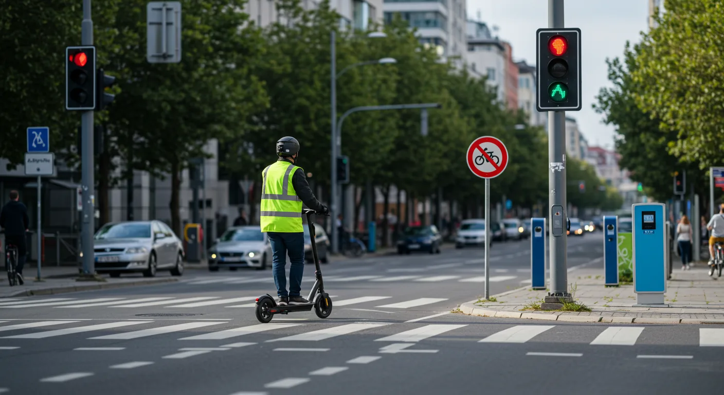 E-scooter rider at traffic light