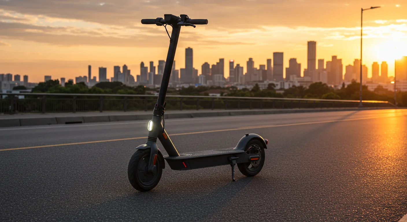 Modern e-scooter city ride