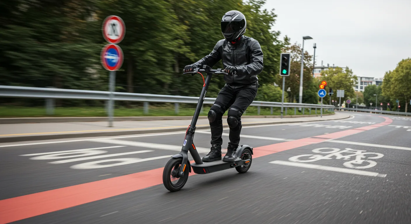 Fast electric scooter riding